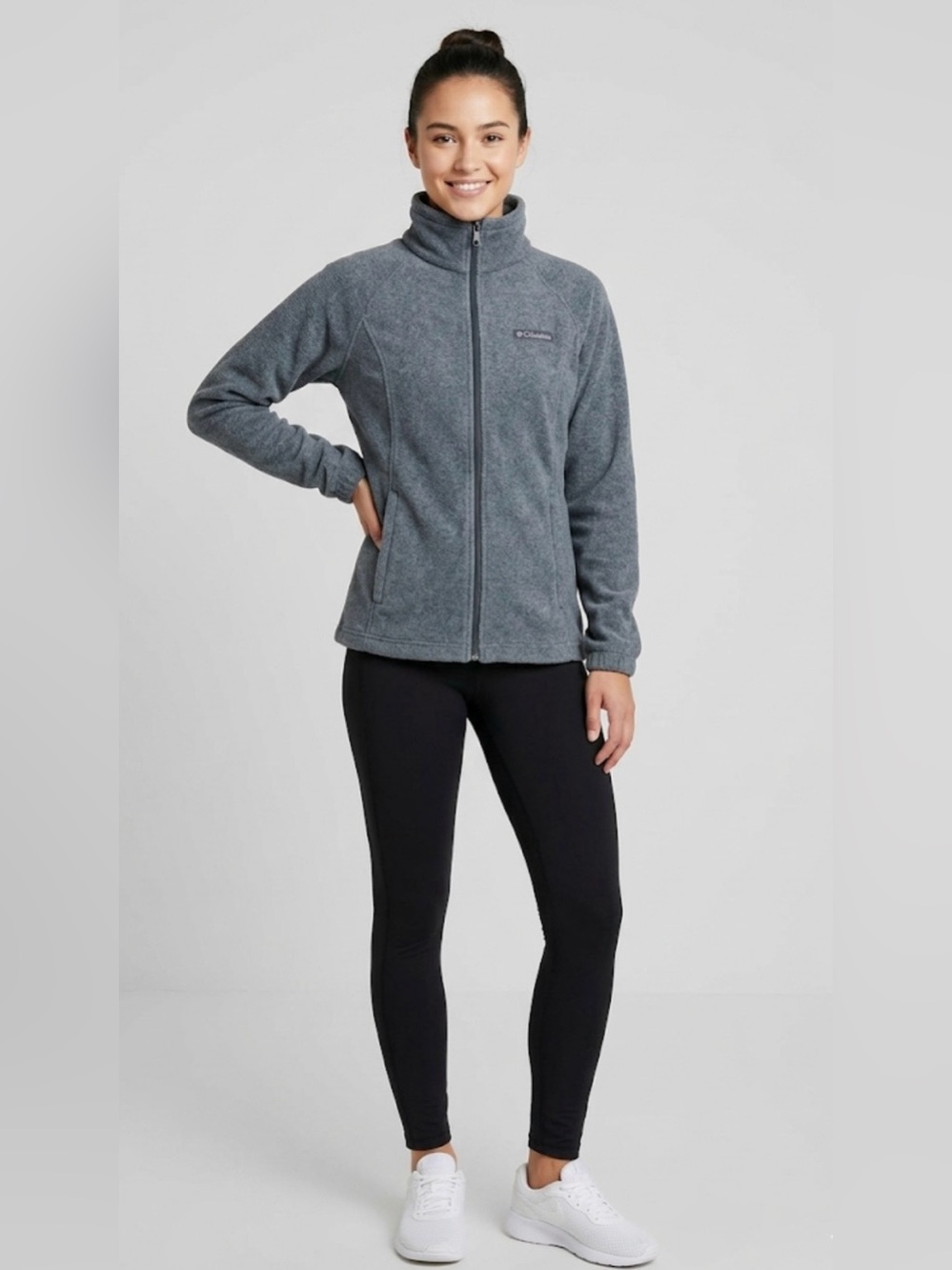 Columbia Women’s Gray Fleece Zip-Up Jacket w/pockets – Size Small